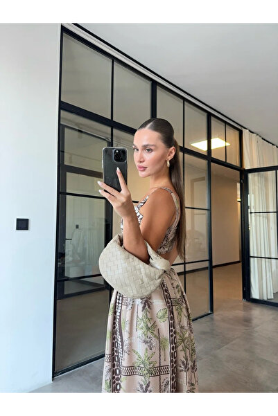 My Blog Beige Safari Crop Blouse Skirt Set - 30402