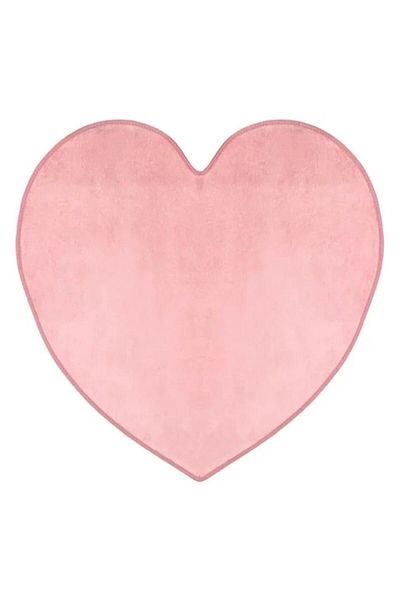 Welora Covoras decorativ pentru copii, din imitatie de blana, forma inima, roz