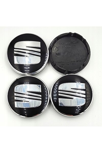 Seat Set 4 capace centrale pentru jante, 55 mm, negru argintiu