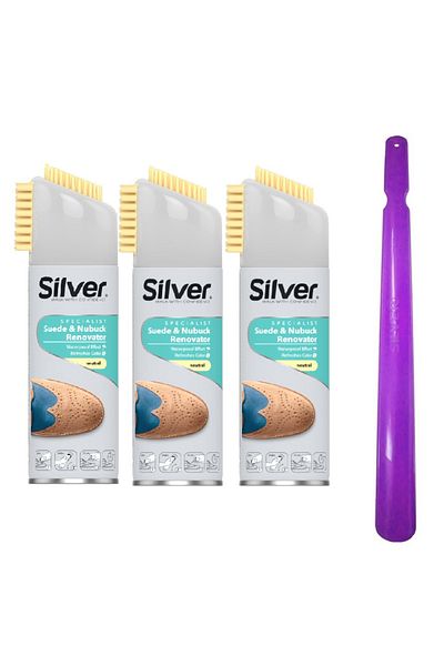 Silver Set 3x spray incolor pentru nubuck/piele întoarsă 250ml + încălțător 50 cm