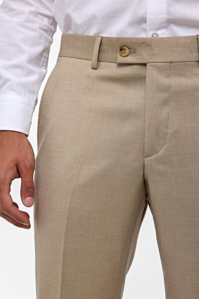 SÜVARİ Bej Regular Armürlü Pantolon
