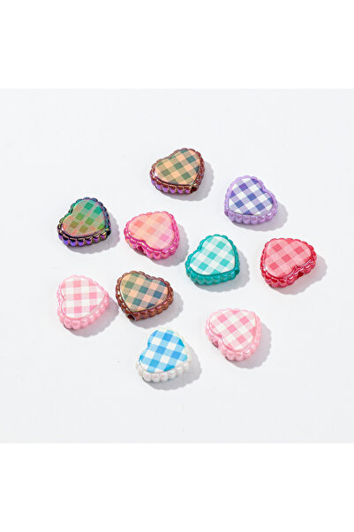 Choice3 10pcs-20x23mm mixed color 10pcs Love Heart Spacer Loose Beads Colorfu...