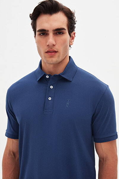Twn Μπλουζάκι πόλο με υφή Indigo Pique Slim Fit