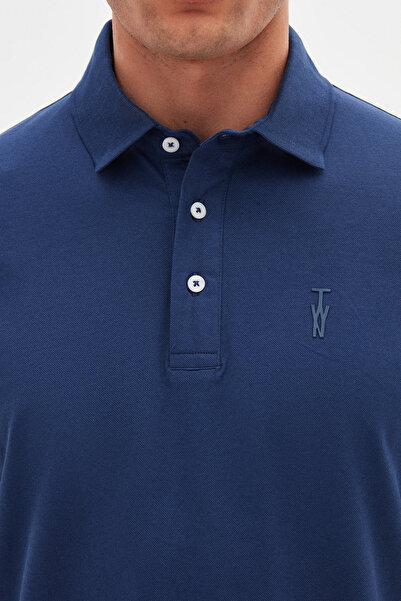 Twn Μπλουζάκι πόλο με υφή Indigo Pique Slim Fit