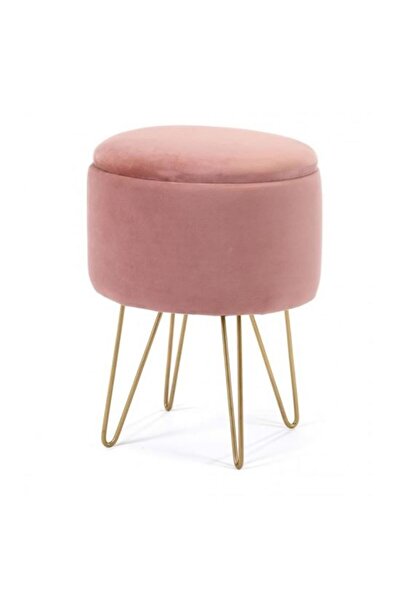 Akord Furniture Factory Taburet, rotund, cu spațiu de depozitare, catifea, ro...