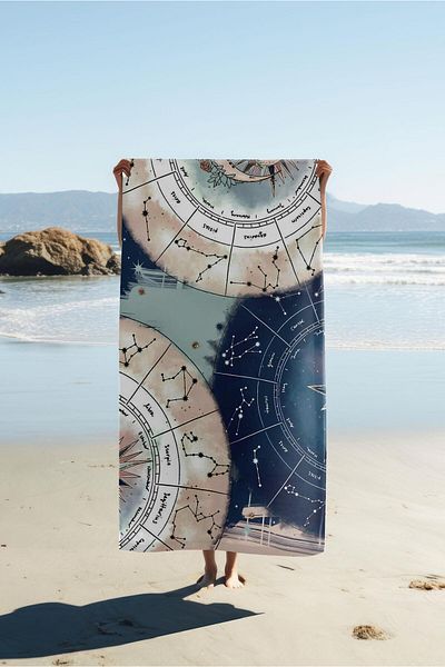 Doruklar Home Collection Modern Patterned Digital Printing Beach Sea Towel Peshtamal 80X160 cm Brs041