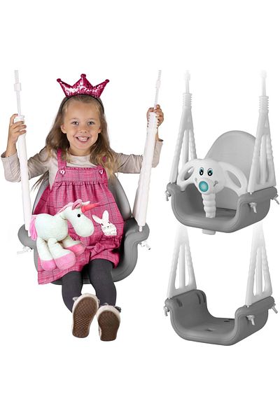 Ricokids Convertible 3in1 garden swing for children Elephant Grey/White indoor/outdoor use