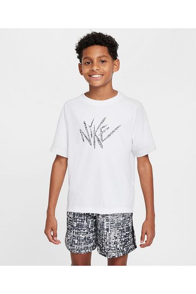 Nike Multi Dri-Fit Half Sleeves Logo Graphic T-shirt - White