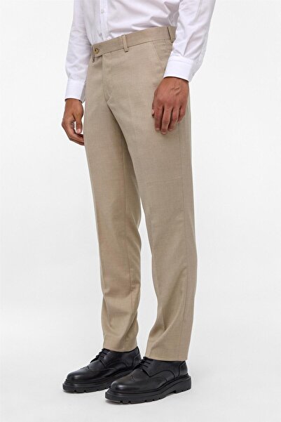 SÜVARİ Bej Regular Armürlü Pantolon