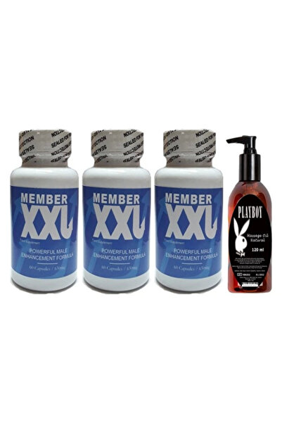 ALSHOP Hintohu Member Xxl Erkeklere Özel 60li 3 Adet Playboy 120 ml Masaj Yağı