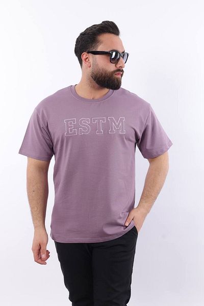 STOCX Men's Oversize Cut Estm Embroidered Crew Neck T-Shirt