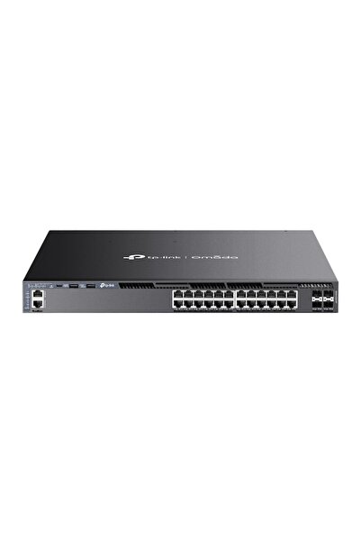 TP-LINK Switch gestionat Omada, TP-LINK, Montare rack, 1U, 128 GB/s, 24 x RJ45 PoE+ Gigabit, 4 x slot SFP+ d