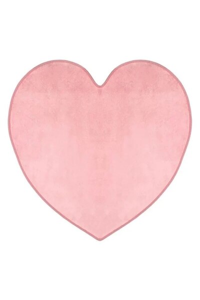 Welora Covoras decorativ pentru copii, din imitatie de blana, forma inima, roz