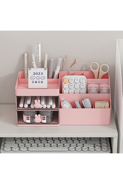 Flippy Cutie de Depozitare, Rabatabilă, Papetărie, Organizator de Cosmetice, Plastic, Roz