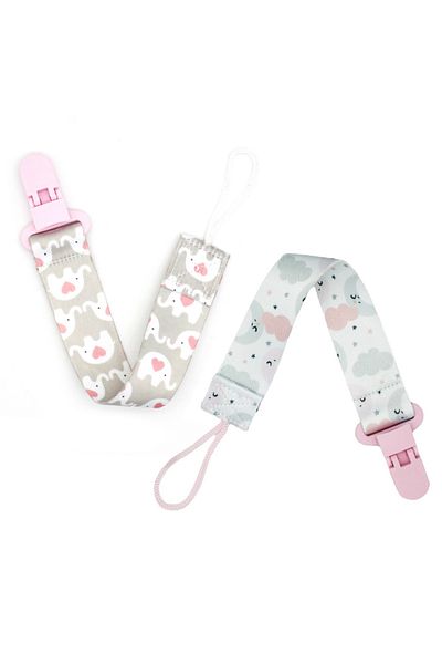 SARALMA Set 2 lanturi pentru suzeta sau jucarie, cu clips, pentru fetite