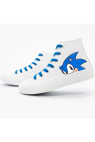 LİASSHOES White Linen Half Head Hedgehog Printed Children's Sneakers