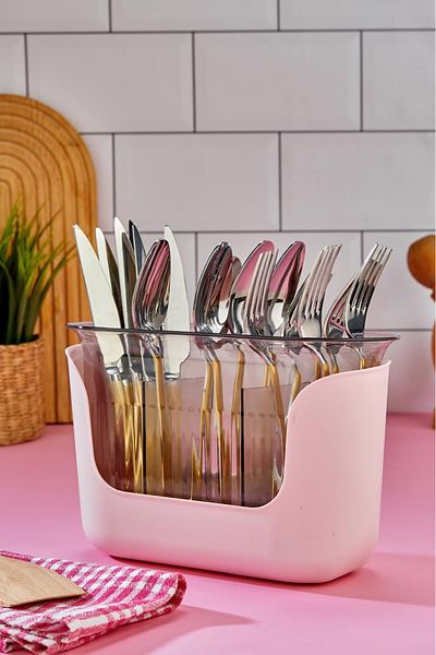 Dem Home Countertop Divided Spoon Knife Stand - Cutlery Knife Holder Organizer - Fruit Bowl