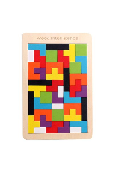 SARALMA Joc stimularea inteligentei, Tetris cu piese din lemn, Montessori