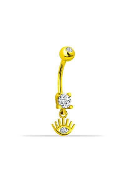 14 Ayar Altın Taşlı Göz Sallantılı Göbek Piercing