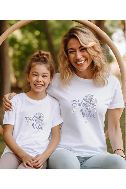 ASELİNDA Tricou combinat mamă-fiu cu imprimeu pălărie Dolce Vita (adăugați 2 ...