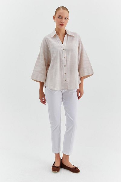 Nish&Chic Striped V-Neck Three Quarter Sleeve Shirt