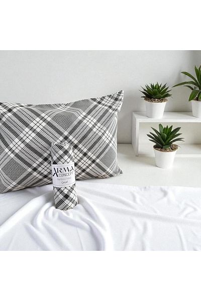 Arma Concept Single Plaid Pattern Ranforce Fabric Fitted Elastic Sheet & 1 Pillow Case