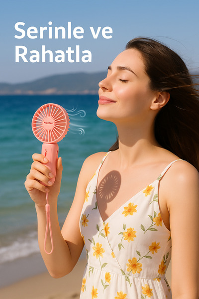 Pink Bear Mini El Tipi Taşınabilir Şarjlı Vantilatör – Güçlü Üfleme, Sessiz v...