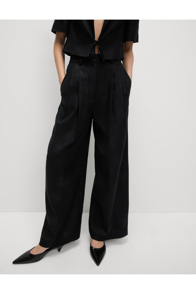 Marks & Spencer Keten Twill Wide Leg Pantolon