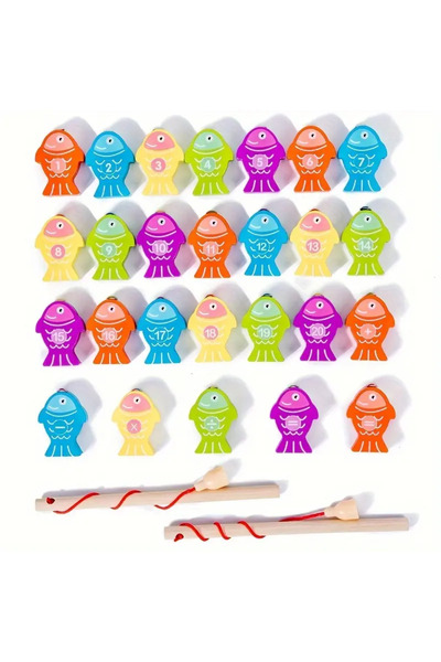 SARALMA Magnetic wooden fishing game, learn to count and calculate
