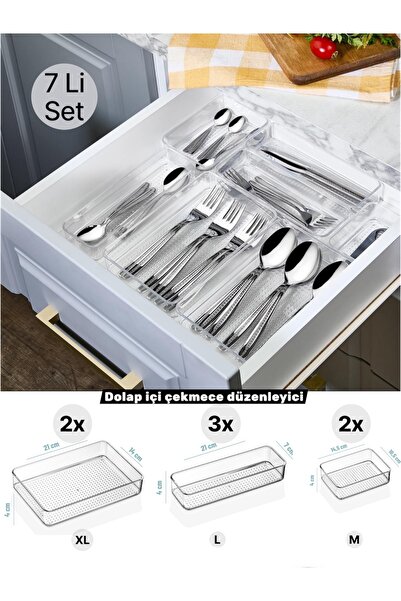 Dem Home 7 Parça Çekmece Içi Kaşıklık- Mutfak Düzenleyici Organizer Çatal Kaş...