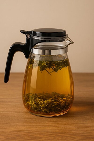 morponi إبريق شاي زجاجي من زجاج البوروسيليكات كلير برو - 900 مل شفاف