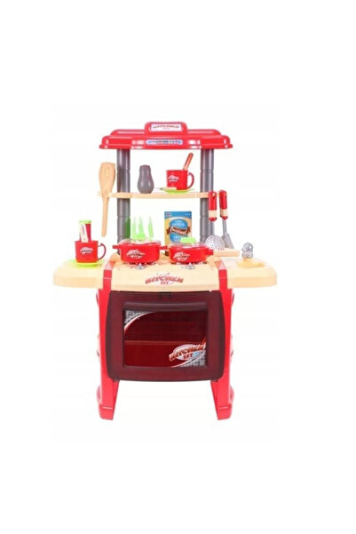 As MALPLAY KITCHEN PLAYSET FOR CHILDREN WITH ACCESSORIES AND RED OVEN 65 CM