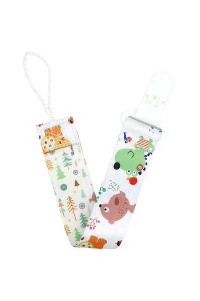 sallma Pacifier or toy cord with clips, white animal print