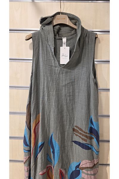 Park Moda Rochie din in italian cu glugă din plasă
