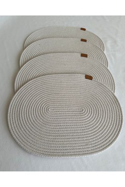 HHKARTS Jute Placemat, Table Decor Supla Oval White 30X40 Set of 4