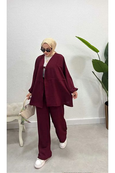 VOLT CLOTHİNG Ayrobin Hijab Bottom Top Set with Lace-Up Pants