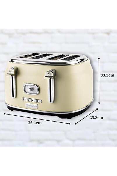 White Westinghouse Westinghouse Retro 4-Slice Toaster - Six Adjustable Browning Levels - with Self Centering Function &