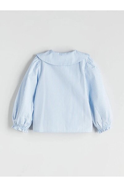 LC Waikiki LCW Kids Mavi Bebe Yaka Fiyonk Detaylı Kız Çocuk Gömlek