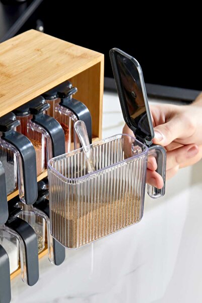 Bayev Wenken Bamboo Stand 12-Piece Spice Rack Set 3492 - Spice Set with Spoon and Lid