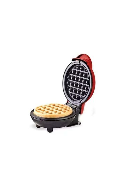 FOXMAG24 Mini waffle maker, electric, with non-stick cooking surface, 350W power, with mains charging, red