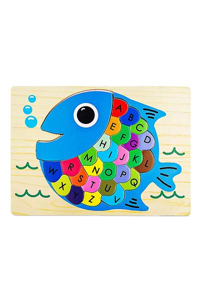 sallma Wooden fish-shaped puzzle, Montessori, 27 pieces