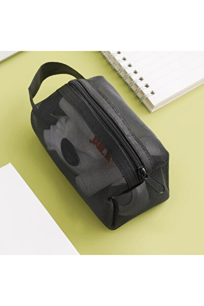 Choice حقائب مستحضرات تجميل صغيرة من النايلون الشفاف باللون الأسود B حقائب مك...