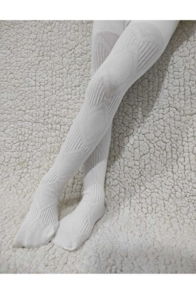 DÜVEN Knitwear Ayda Cotton Cotton Girls White Pantyhose