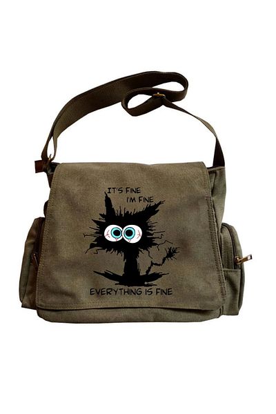 1blood Cute Cat Seriouse Printed Unisex Messenger Bag