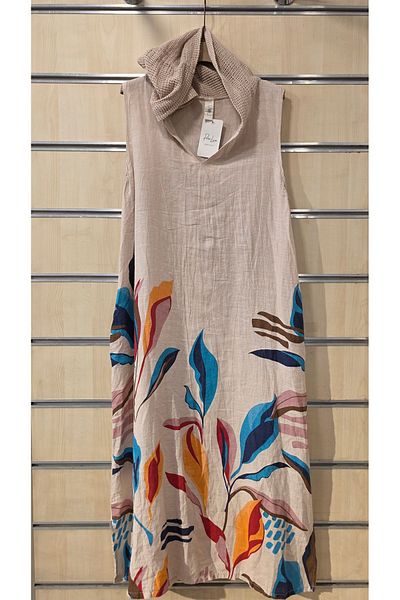 Park Moda Rochie din in italian cu glugă din plasă