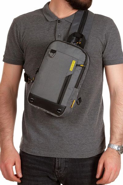 Newish Polo Men's Fabric Cross Chest and Shoulder Bag - Gray