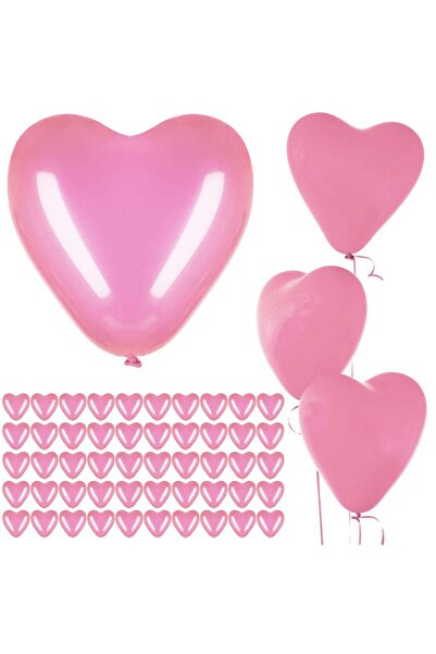OEM Set 50 baloane pentru petrecere in forma de inima, 30cm, roz