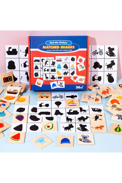 SARALMA Interactive game for children, shadow play, association and memory game, wooden Montessori