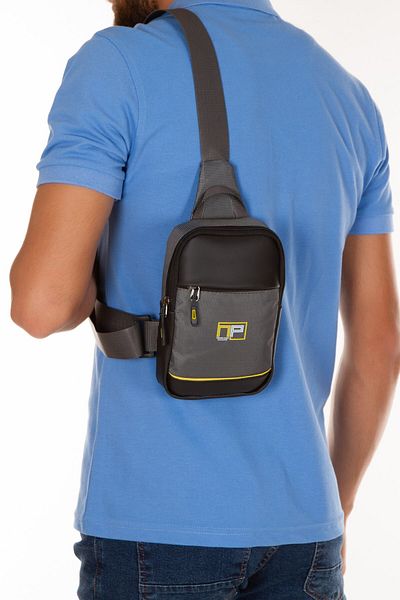Newish Polo Men's Impertex Fabric Daily Cross Chest and Shoulder Bag with Phone Compartment - Gray