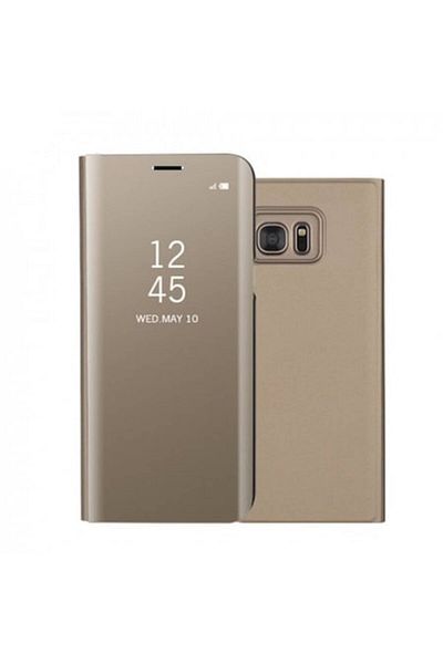 dalip Husă Flip Cover cu Clear View pentru Samsung Galaxy A5 / Galaxy A8 2018, Auriu